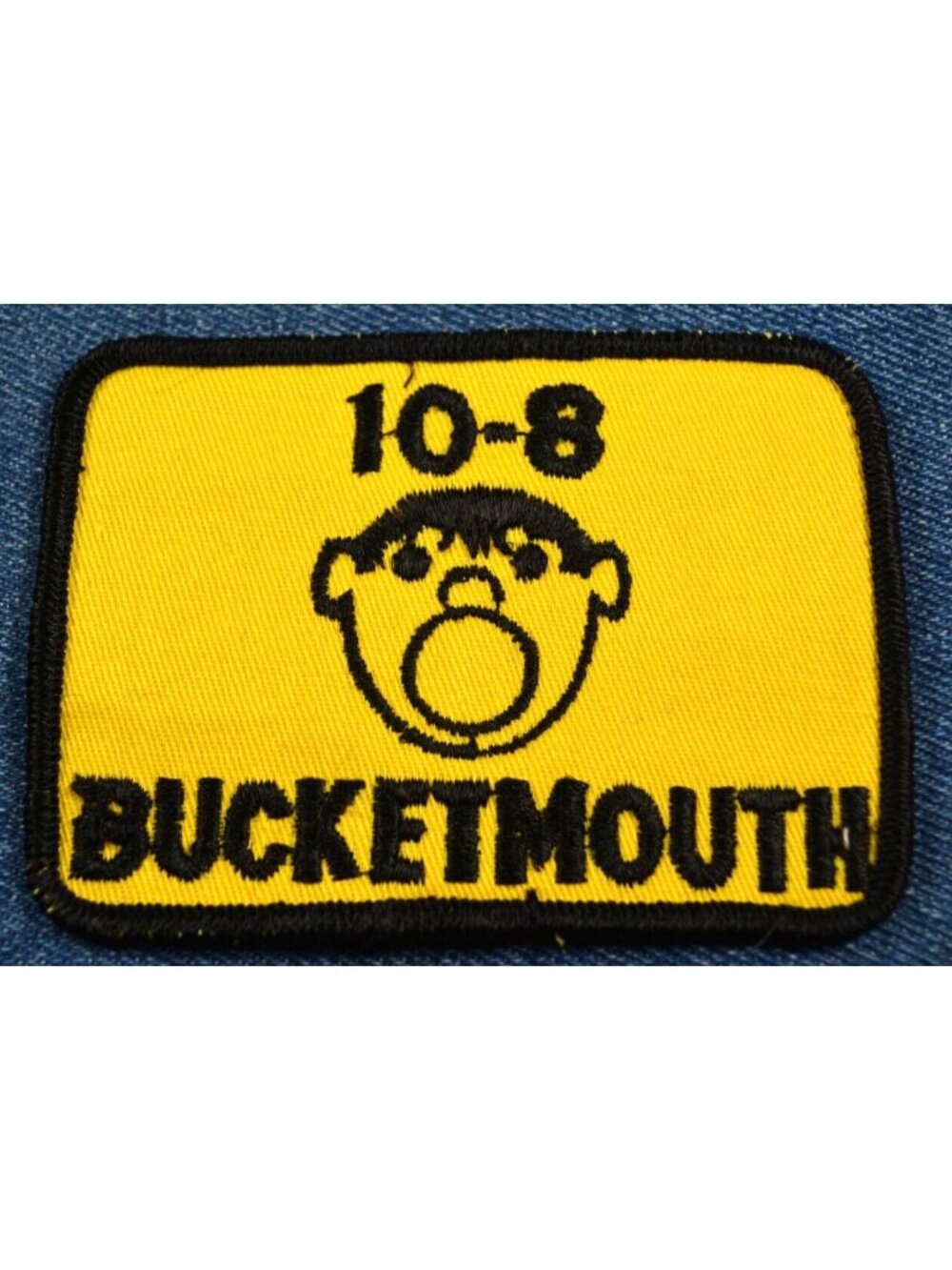 NOS 70s Vintage 10-8 Bucket Mouth 3.5" Patch CB Radio Trucker Funny Humor Satire